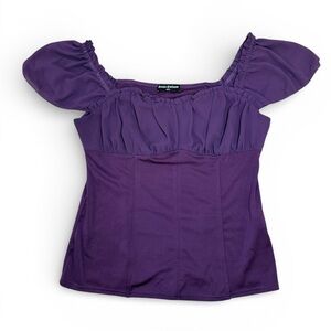 Chic Purple Blouse with Ruffled Sleeves